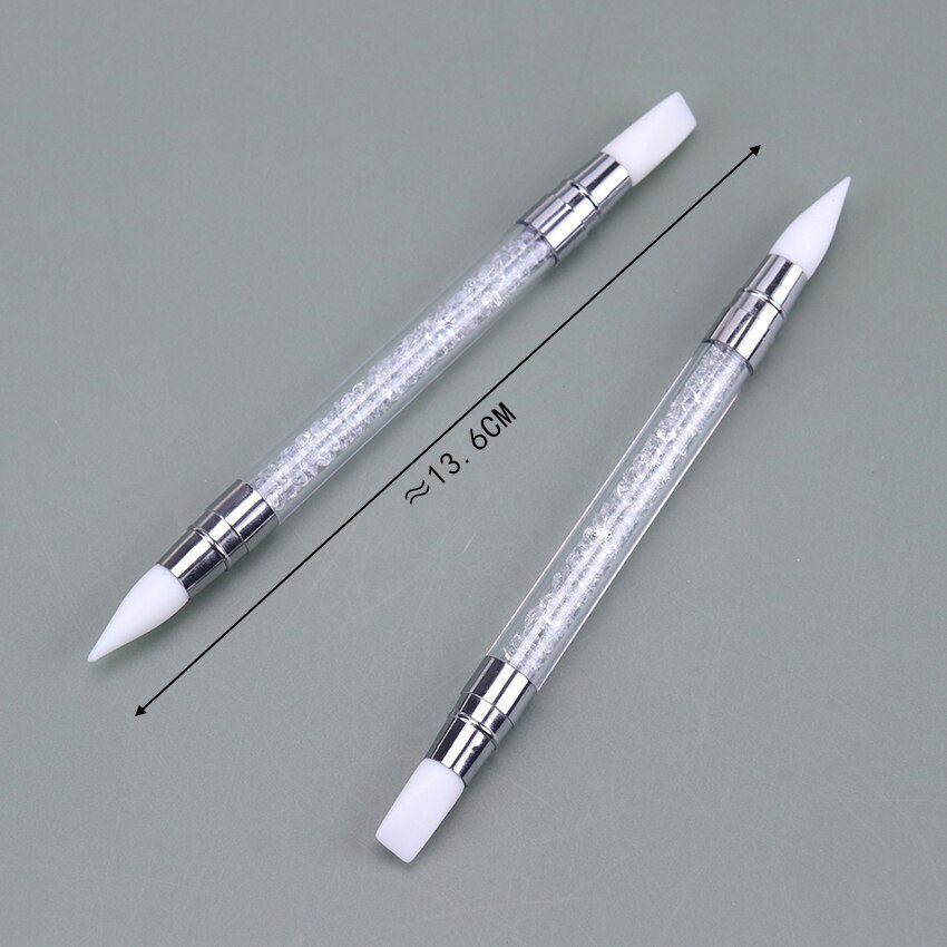 1PC Dual-Ended 2 Ways Nail Art Silicone Sculpture Pen Carving DIY Painting Glitter Rhinestone Acrylic Manicure Dotting Tool