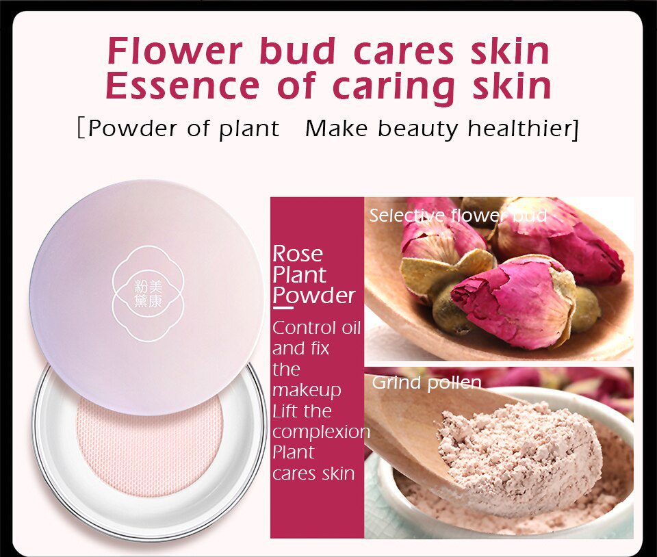 MEIKING Rose Plant Powder Oil Control Loose Powder Cosmetics Compact Whitening Brighten Skin Tone Makeup Setting Mineral Powder MEIKING Rose Plant Powder Oil Control Loose Powder Cosmetics Compact Whitening Brighten Skin Tone Makeup Setting Mineral Powder
