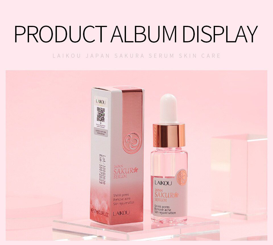 LAIKOU 17ML Japan Sakura Serum Nourish Essense Oil Control Brightening Rejuvenation Skin Whitening Serum Skin Care Facecare LAIKOU 17ML Japan Sakura Serum Nourish Essense Oil Control Brightening Rejuvenation Skin Whitening Serum Skin Care Facecare