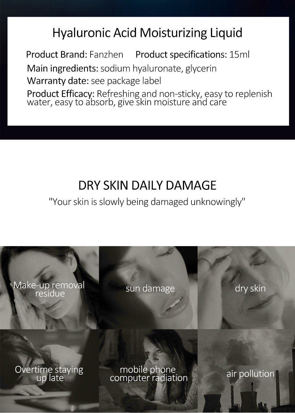 VENZEN Hyaluronic Acid Moisturizing Face Serum Shrink Pores Remove Fine Lines Anti-Aging Anti-Wrinkle Plant Cream Skin Care 15ML VENZEN Hyaluronic Acid Moisturizing Face Serum Shrink Pores Remove Fine Lines Anti-Aging Anti-Wrinkle Plant Cream Skin Care 15ML