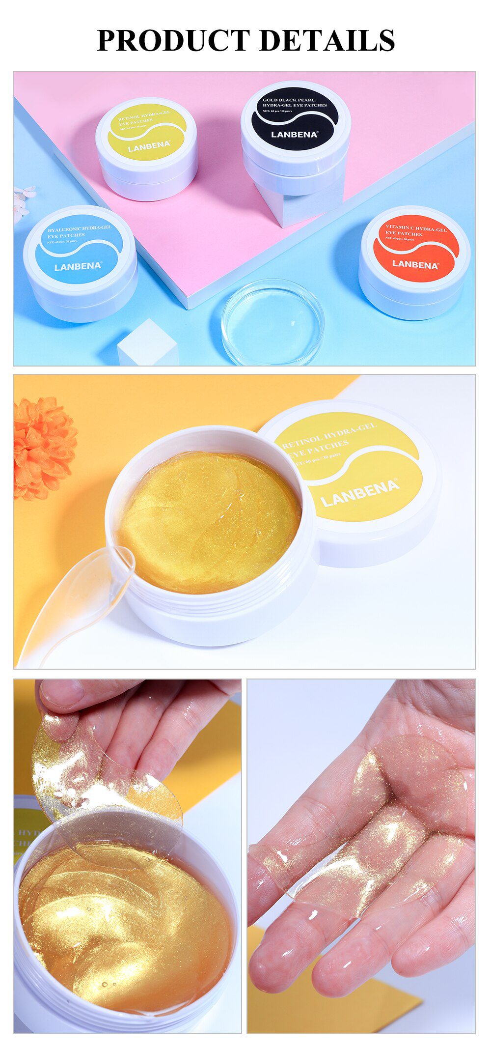 LANBENA Eye Mask Collagen Eye Patch Skin Care Hyaluronic Acid Gel Moisturizing Retinol Anti Aging Remove Dark Circles Eye Bag LANBENA Eye Mask Collagen Eye Patch Skin Care Hyaluronic Acid Gel Moisturizing Retinol Anti Aging Remove Dark Circles Eye Bag