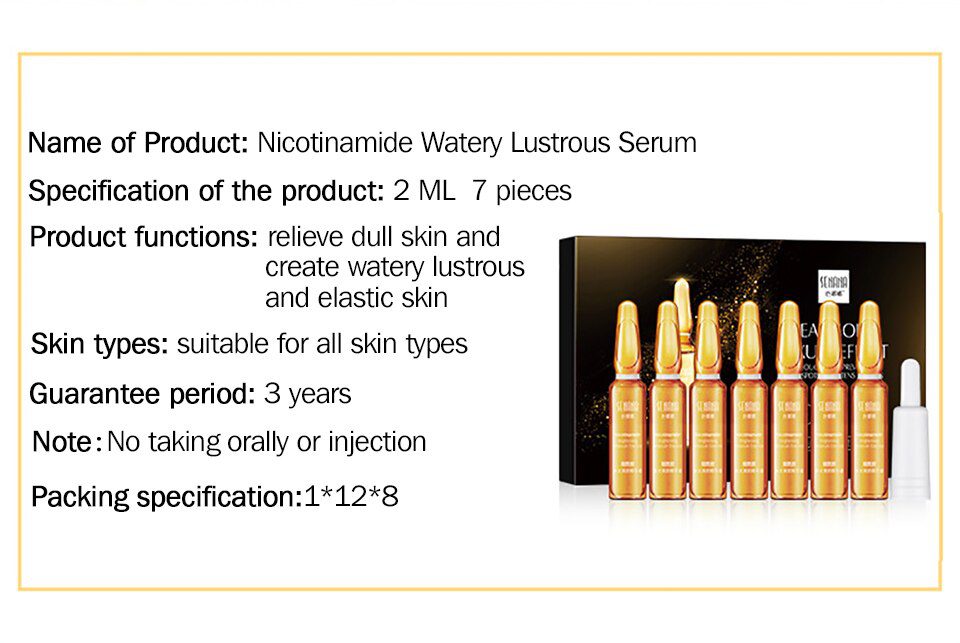 VIBRANT GLAMOUR Niacinamide Anti-Aging Face Serum Gold Ampoule Essence Whitening Moisturizing Lifting Firming Skin Care VIBRANT GLAMOUR Niacinamide Anti-Aging Face Serum Gold Ampoule Essence Whitening Moisturizing Lifting Firming Skin Care