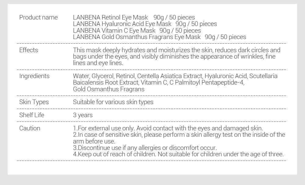 LANBENA Eye Patches Retinol Hyaluronic VC Golden Osmanthus Acid Moisturizing Serum Anti-Aging/Puffiness Dark Circle Eyes Skin Ca LANBENA Eye Patches Retinol Hyaluronic VC Golden Osmanthus Acid Moisturizing Serum Anti-Aging/Puffiness Dark Circle Eyes Skin Ca
