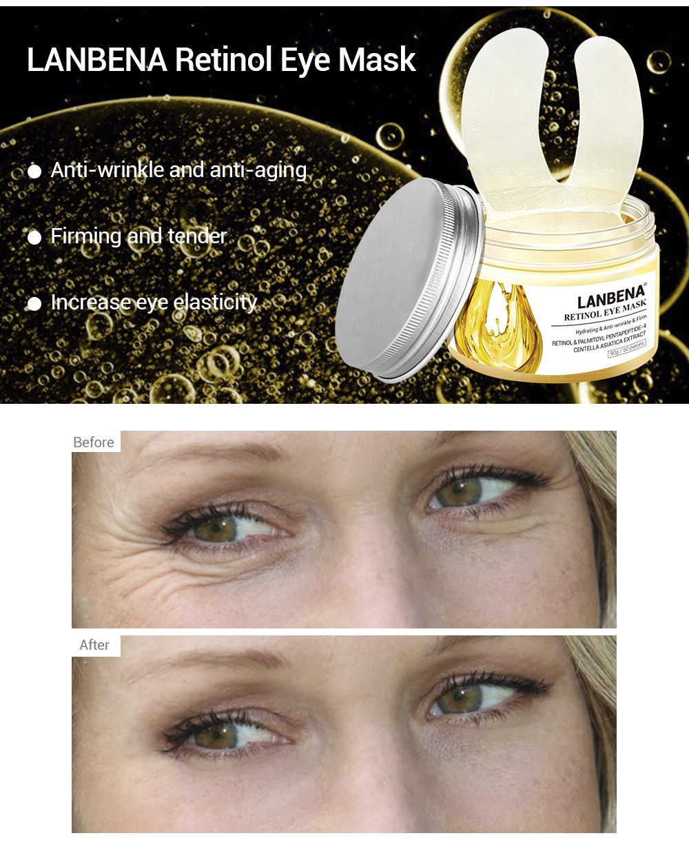 LANBENA Eye Patches Retinol Hyaluronic VC Golden Osmanthus Acid Moisturizing Serum Anti-Aging/Puffiness Dark Circle Eyes Skin Ca LANBENA Eye Patches Retinol Hyaluronic VC Golden Osmanthus Acid Moisturizing Serum Anti-Aging/Puffiness Dark Circle Eyes Skin Ca