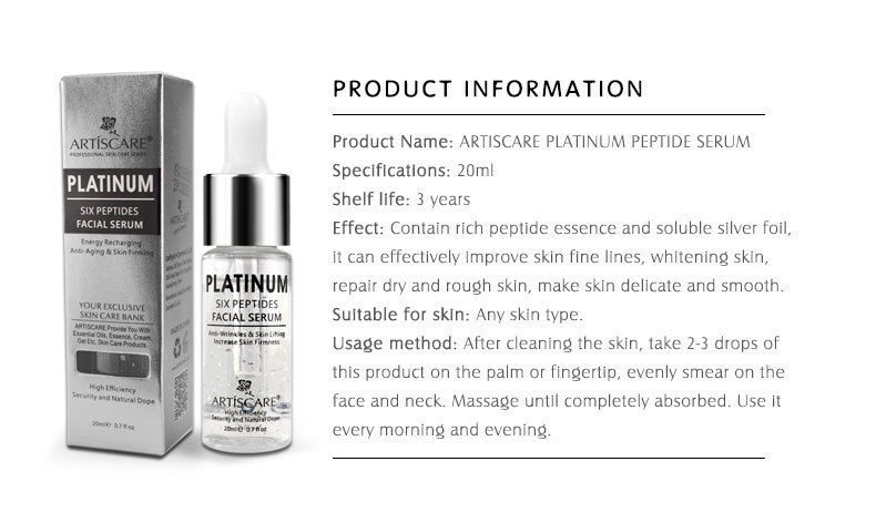 ARTISCARE Nicotinamide + Platinum + 24k Gold Six Peptides Essence 3pcs/lot Anti Wrinkles & Whitening Serum for Face Care Cream