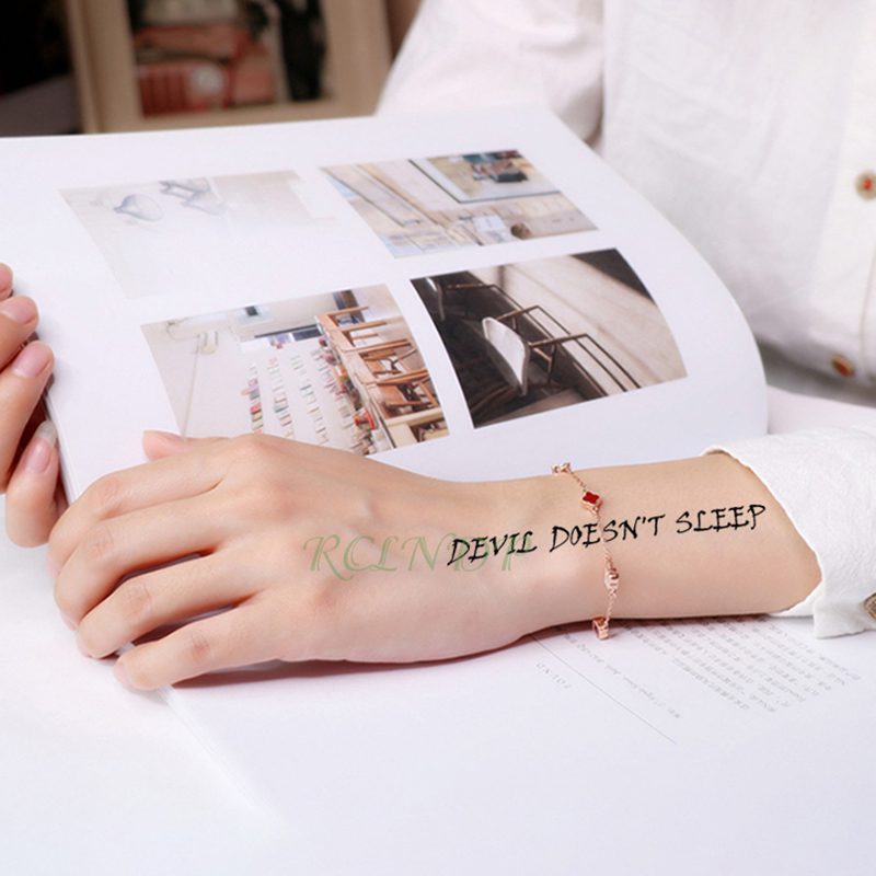 Waterproof Temporary Tattoo Sticker Neck Black Word Angel Devil Bull Cross English Letters Flash Tatoo Fake Tatto for Woman Men Waterproof Temporary Tattoo Sticker Neck Black Word Angel Devil Bull Cross English Letters Flash Tatoo Fake Tatto for Woman Men