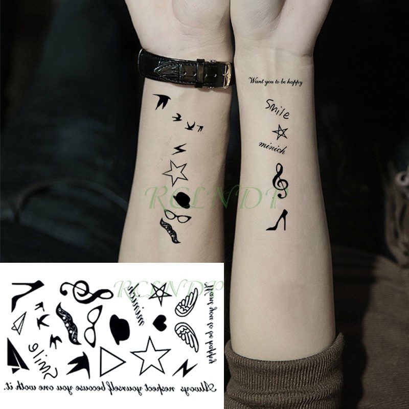 Waterproof Temporary Tattoo Sticker Neck Black Word Angel Devil Bull Cross English Letters Flash Tatoo Fake Tatto for Woman Men Waterproof Temporary Tattoo Sticker Neck Black Word Angel Devil Bull Cross English Letters Flash Tatoo Fake Tatto for Woman Men