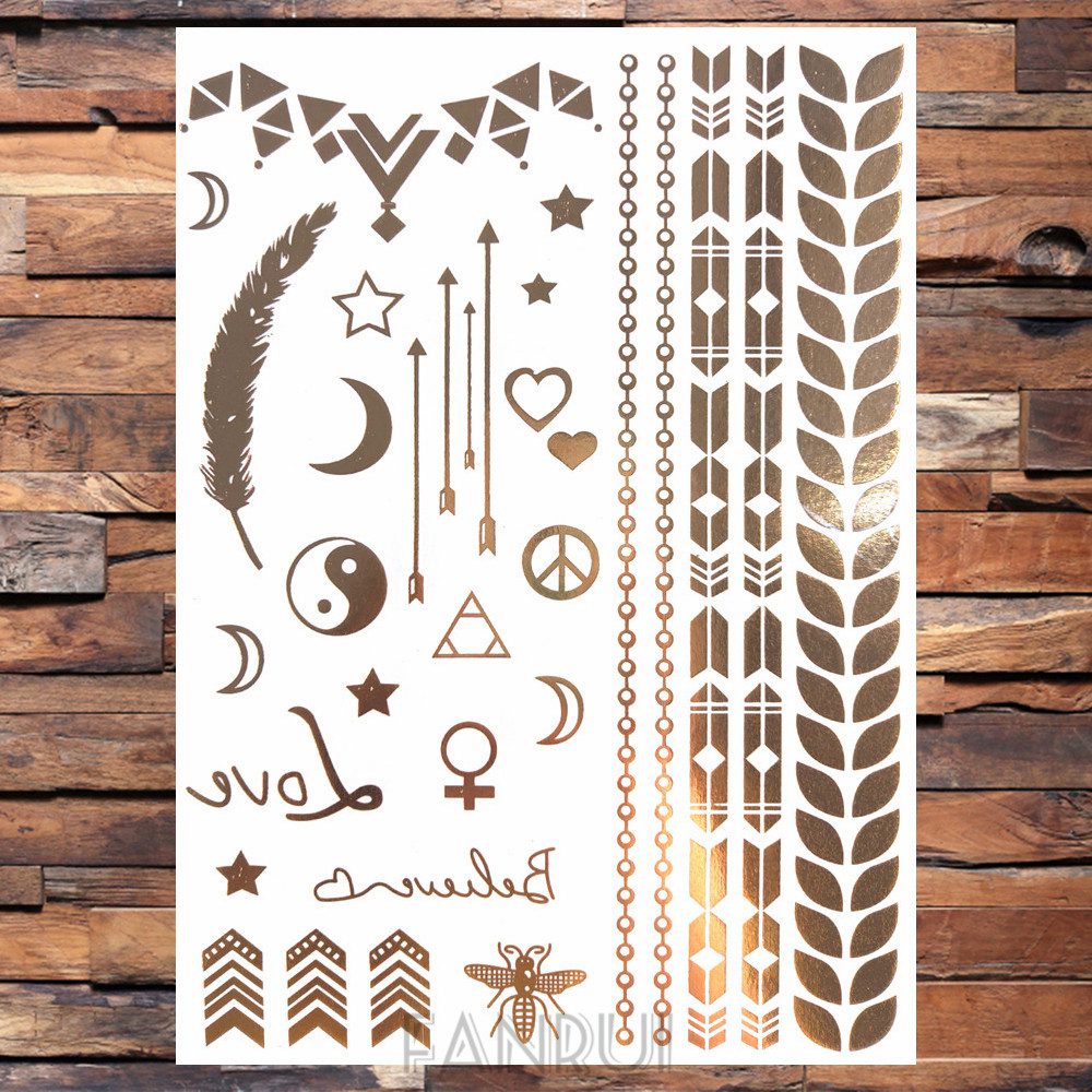 Sexy Sun Moon Star Temporary Tattoo Women Party Body Arm Art Fake Flash Tatoos Gold Metallic Tattoo Stickers Girl Bracelet Wrist Sexy Sun Moon Star Temporary Tattoo Women Party Body Arm Art Fake Flash Tatoos Gold Metallic Tattoo Stickers Girl Bracelet Wrist