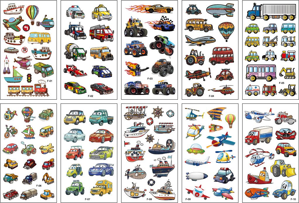 10pcs Fake Tattoo Stickers Cartoon Temporary Tattoo Kids Children Hands Arm DIY Body Art Tatuaze Dla Dzieci Tatuajes Temporales