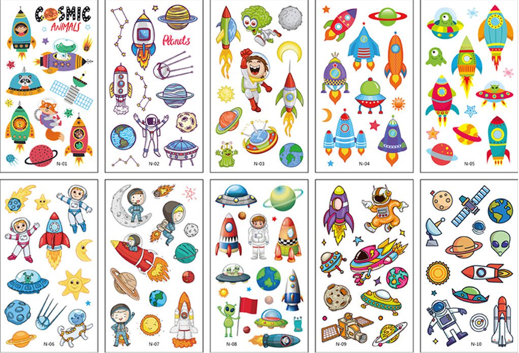 10pcs Fake Tattoo Stickers Cartoon Temporary Tattoo Kids Children Hands Arm DIY Body Art Tatuaze Dla Dzieci Tatuajes Temporales