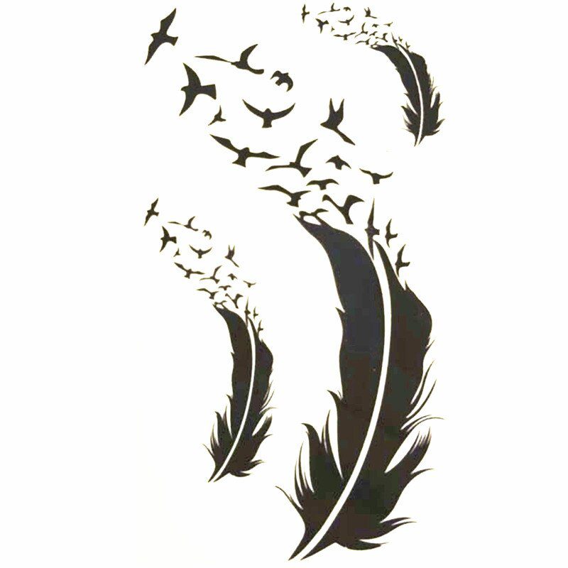 10x6cm Temporary Small Cute Fashion Tattoo Seagull And Feathers 10x6cm Temporary Small Cute Fashion Tattoo Seagull And Feathers