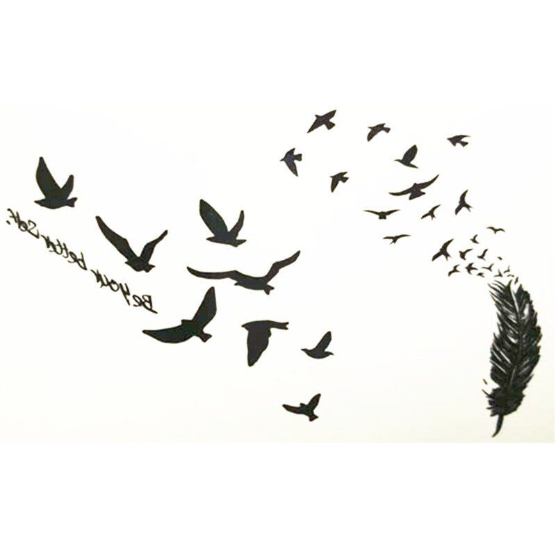 10x6cm Temporary Small Cute Fashion Tattoo Seagull And Feathers 10x6cm Temporary Small Cute Fashion Tattoo Seagull And Feathers