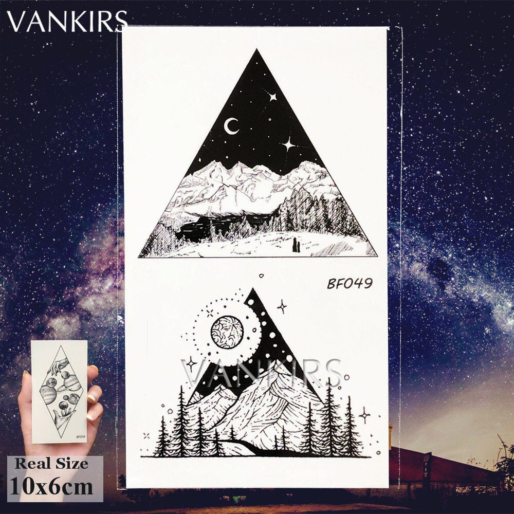 VANKIRS Triangle Ear Galaxy Hill Water Transfer Tattoos Stickers Men Fashion Small Temporary Tatoos Body Arm Fake Custom Tattoo VANKIRS Triangle Ear Galaxy Hill Water Transfer Tattoos Stickers Men Fashion Small Temporary Tatoos Body Arm Fake Custom Tattoo