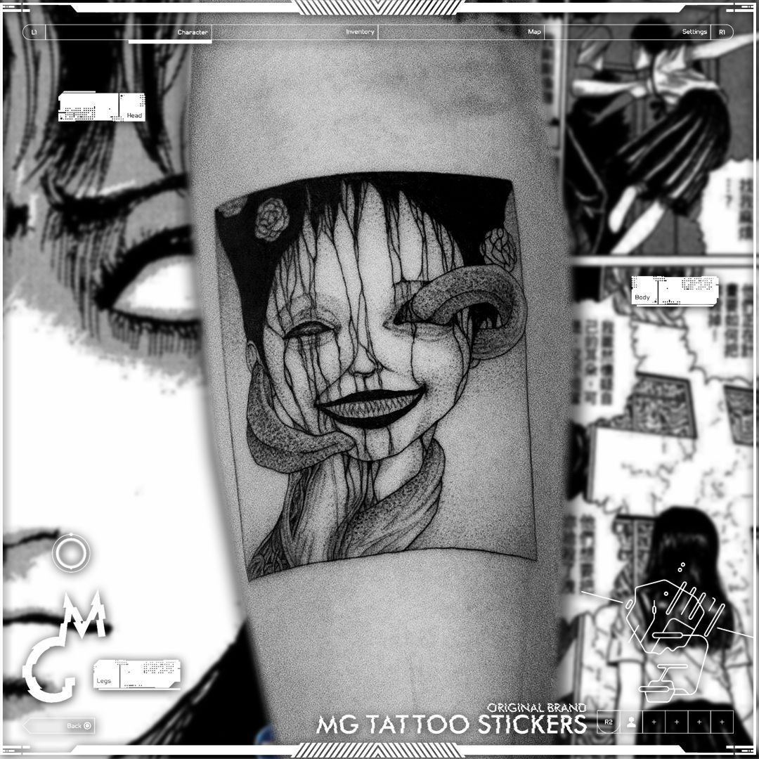 12*19cm Japanese Horror Man Dark Black Alternative Monster Girl Pattern Flower Arm Waterproof Tattoo Stickers for Men and Women 12*19cm Japanese Horror Man Dark Black Alternative Monster Girl Pattern Flower Arm Waterproof Tattoo Stickers for Men and Women