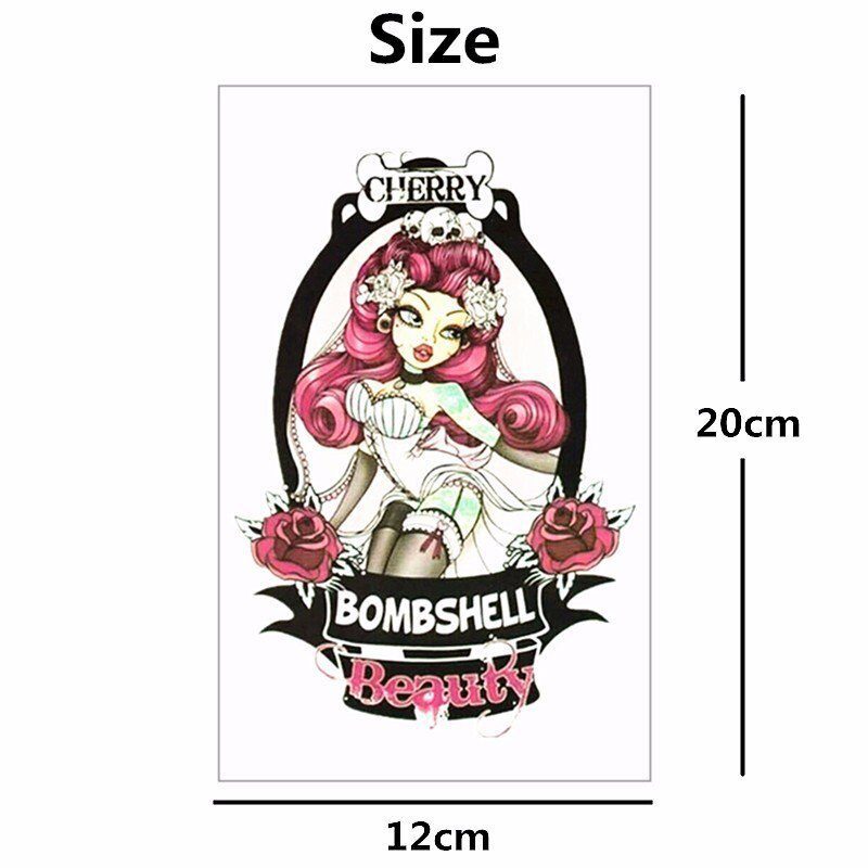 SHNAPIGN Sexy BOMBSHELL Temporary Tattoo Body Art, 12*20cm Flash Tattoo Stickers, Waterproof Fake Tatoo Henna Tatto Wall Sticker