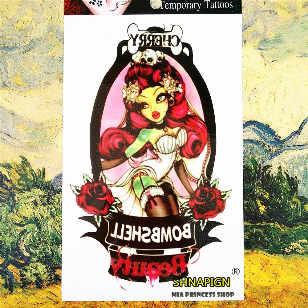 SHNAPIGN Sexy BOMBSHELL Temporary Tattoo Body Art, 12*20cm Flash Tattoo Stickers, Waterproof Fake Tatoo Henna Tatto Wall Sticker