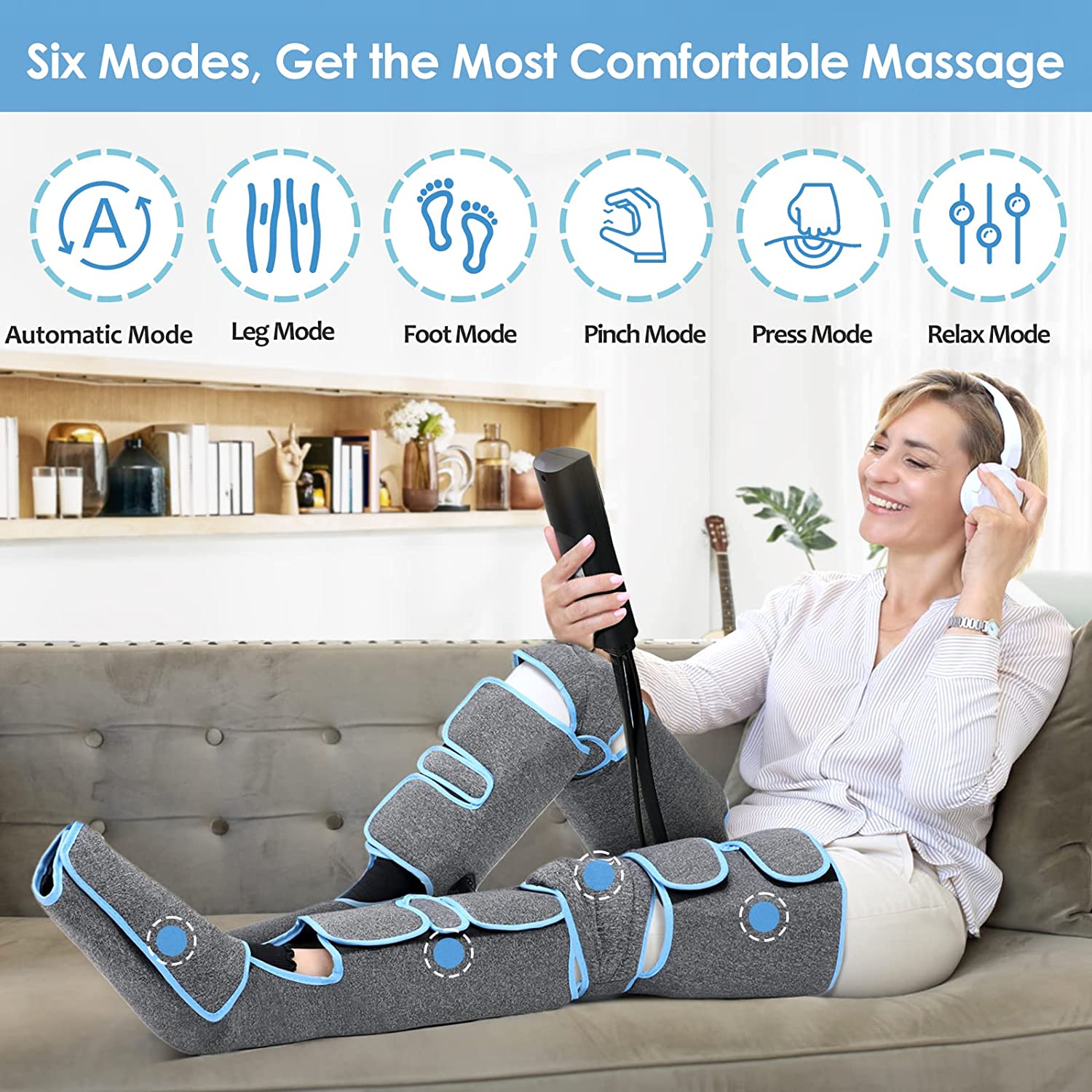 Foot air pressure leg massager promotes blood circulation, body massager, muscle relaxation, lymphatic drainage device 360° Foot air pressure leg massager promotes blood circulation, body massager, muscle relaxation, lymphatic drainage device 360°