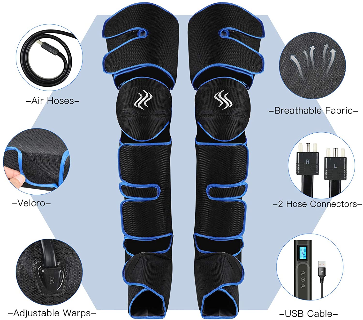 Foot air pressure leg massager promotes blood circulation, body massager, muscle relaxation, lymphatic drainage device 360° Foot air pressure leg massager promotes blood circulation, body massager, muscle relaxation, lymphatic drainage device 360°