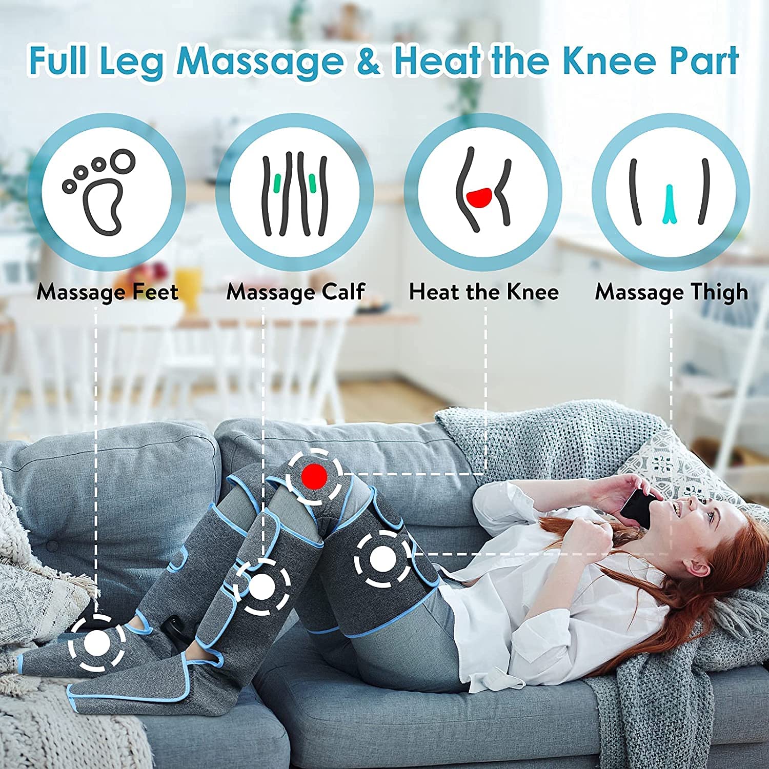 Foot air pressure leg massager promotes blood circulation, body massager, muscle relaxation, lymphatic drainage device 360° Foot air pressure leg massager promotes blood circulation, body massager, muscle relaxation, lymphatic drainage device 360°