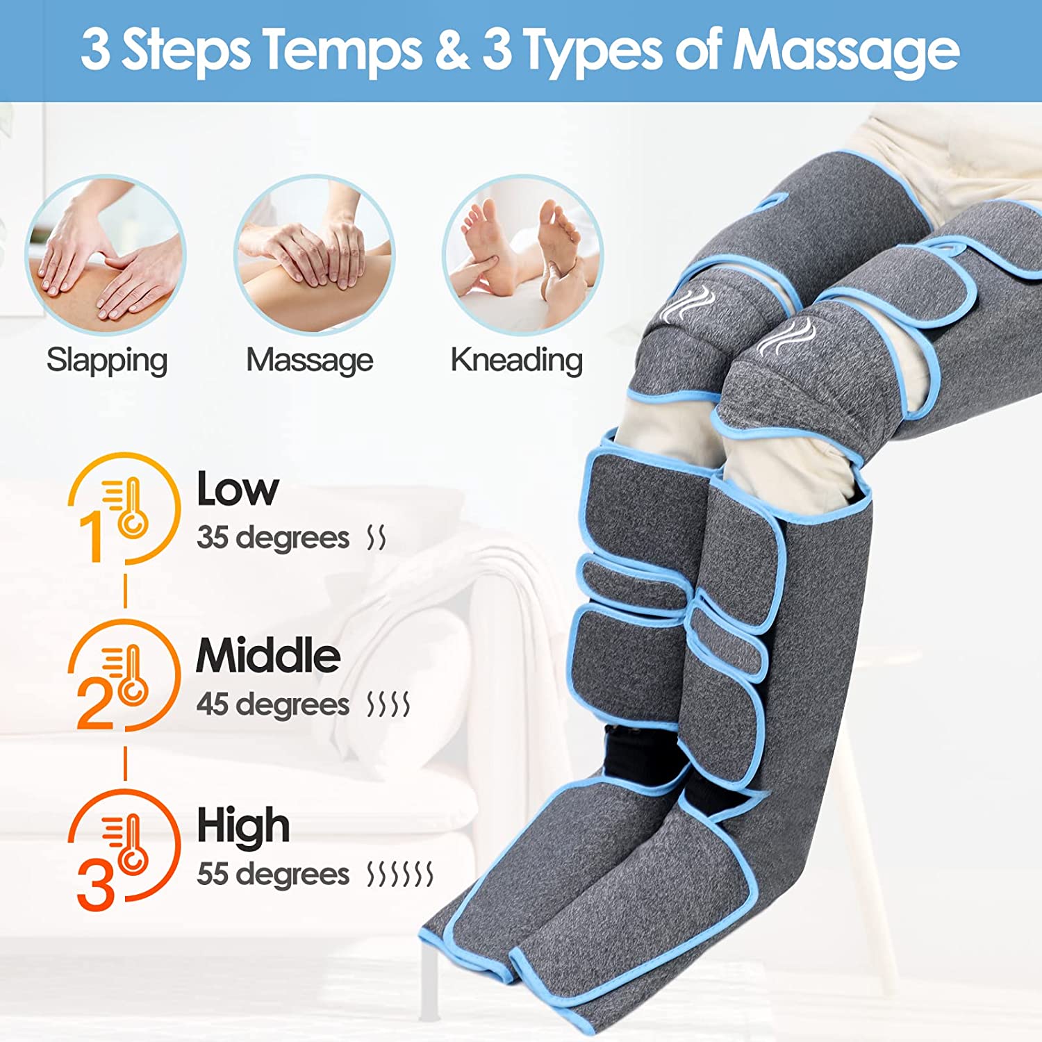Foot air pressure leg massager promotes blood circulation, body massager, muscle relaxation, lymphatic drainage device 360° Foot air pressure leg massager promotes blood circulation, body massager, muscle relaxation, lymphatic drainage device 360°