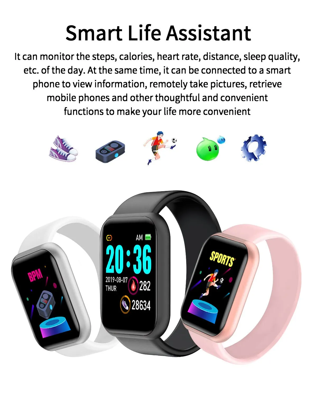 Y68 Real Step Count Fashion Smart Sports Watch Fitness Tracker Sports Watch Android IOS Smart Bracelet Y68 Real Step Count Fashion Smart Sports Watch Fitness Tracker Sports Watch Android IOS Smart Bracelet