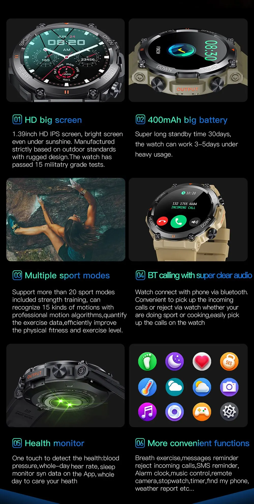 1.39 Inch HD Bluetooth Call Smart Watch Men Sports Fitness Tracker Heart Monitor 400mAh Smartwatch For XIAOMI Android IOS K56 1.39 Inch HD Bluetooth Call Smart Watch Men Sports Fitness Tracker Heart Monitor 400mAh Smartwatch For XIAOMI Android IOS K56