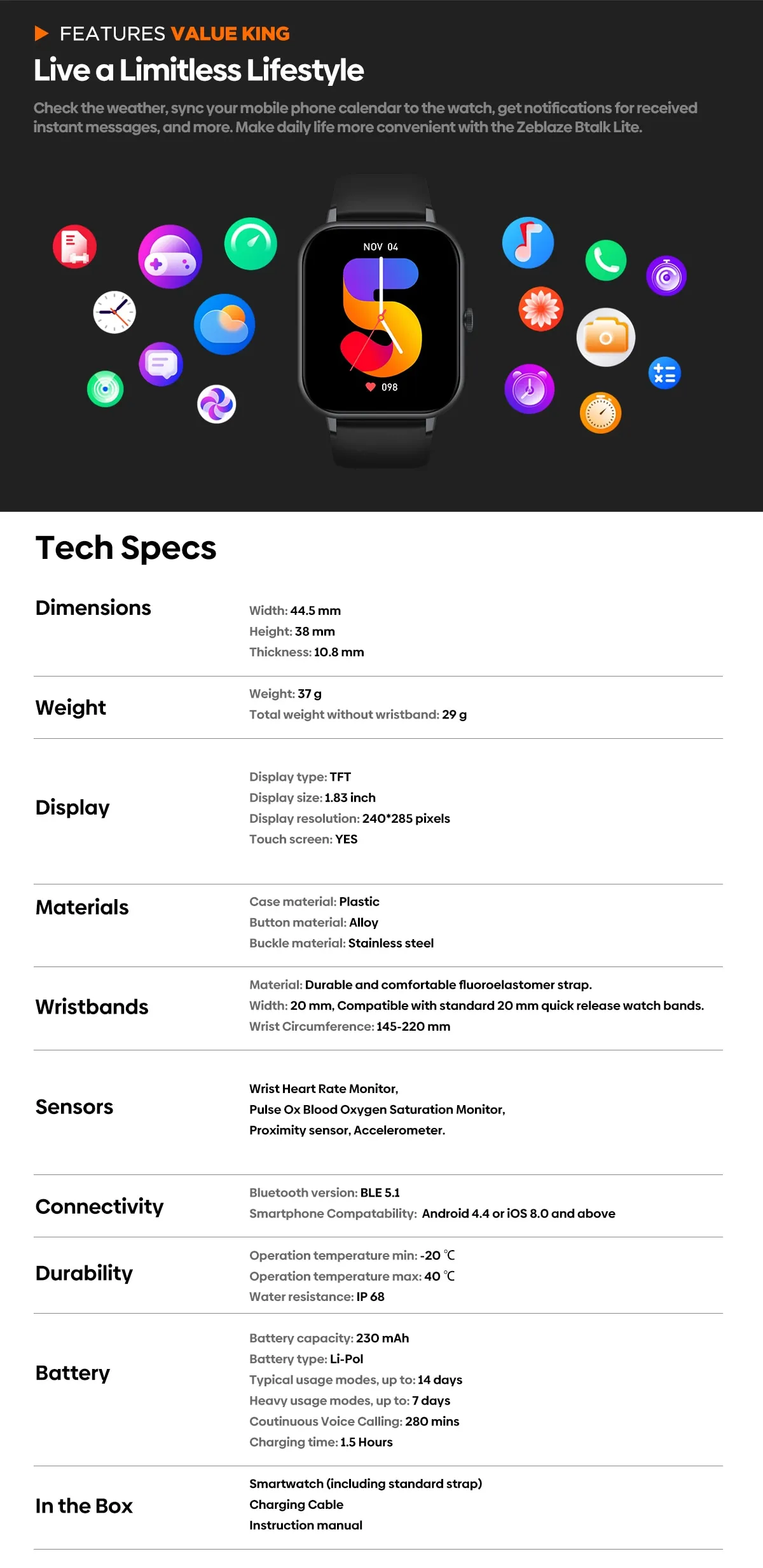 Zeblaze Btalk Lite Voice Calling Smart Watch Health Sport Monitoring Smart Notifications Voice Assistant Smartwatch Men Zeblaze Btalk Lite Voice Calling Smart Watch Health Sport Monitoring Smart Notifications Voice Assistant Smartwatch Men