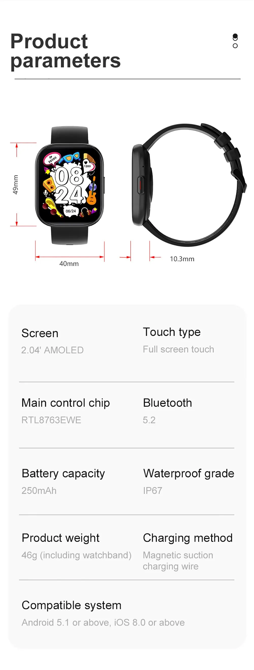 COLMI P68 Smartwatch 2.04'' AMOLED Screen 100 Sports Modes 7 Day Battery Life Support Always On Display Smart Watch Men Women COLMI P68 Smartwatch 2.04'' AMOLED Screen 100 Sports Modes 7 Day Battery Life Support Always On Display Smart Watch Men Women