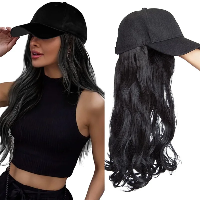 Wig female cap long hair big waves one fashionable hat wig synthetic fiber high temperature silk head cover Wig female cap long hair big waves one fashionable hat wig synthetic fiber high temperature silk head cover