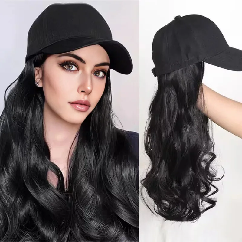 Wig female cap long hair big waves one fashionable hat wig synthetic fiber high temperature silk head cover Wig female cap long hair big waves one fashionable hat wig synthetic fiber high temperature silk head cover