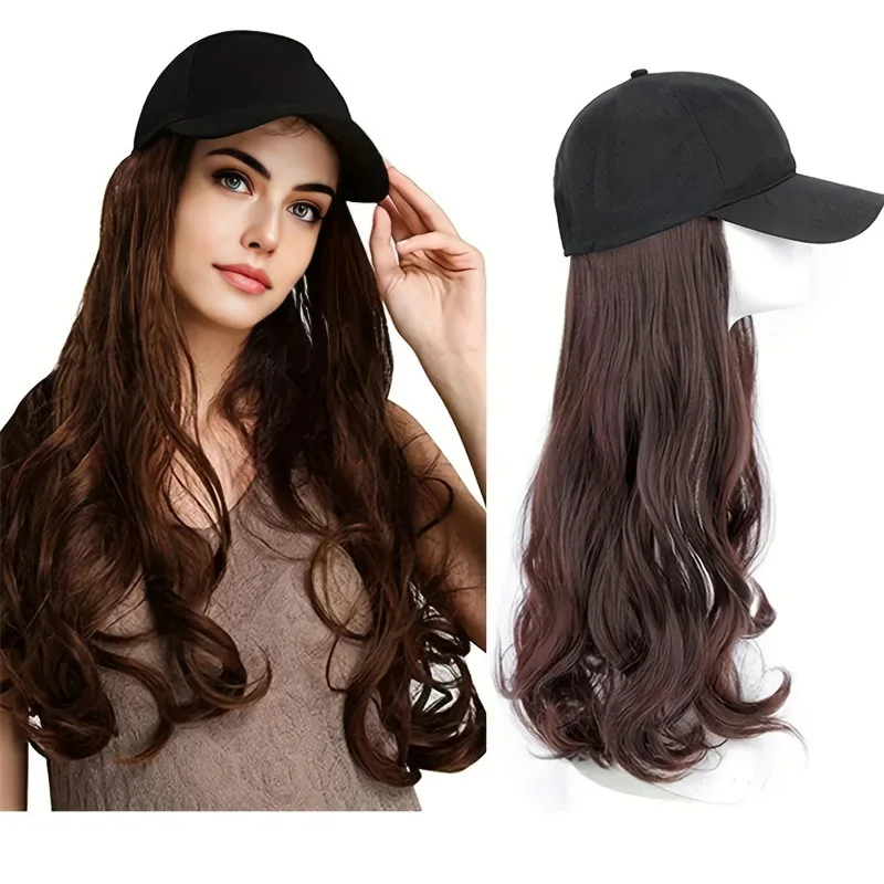 Wig female cap long hair big waves one fashionable hat wig synthetic fiber high temperature silk head cover Wig female cap long hair big waves one fashionable hat wig synthetic fiber high temperature silk head cover