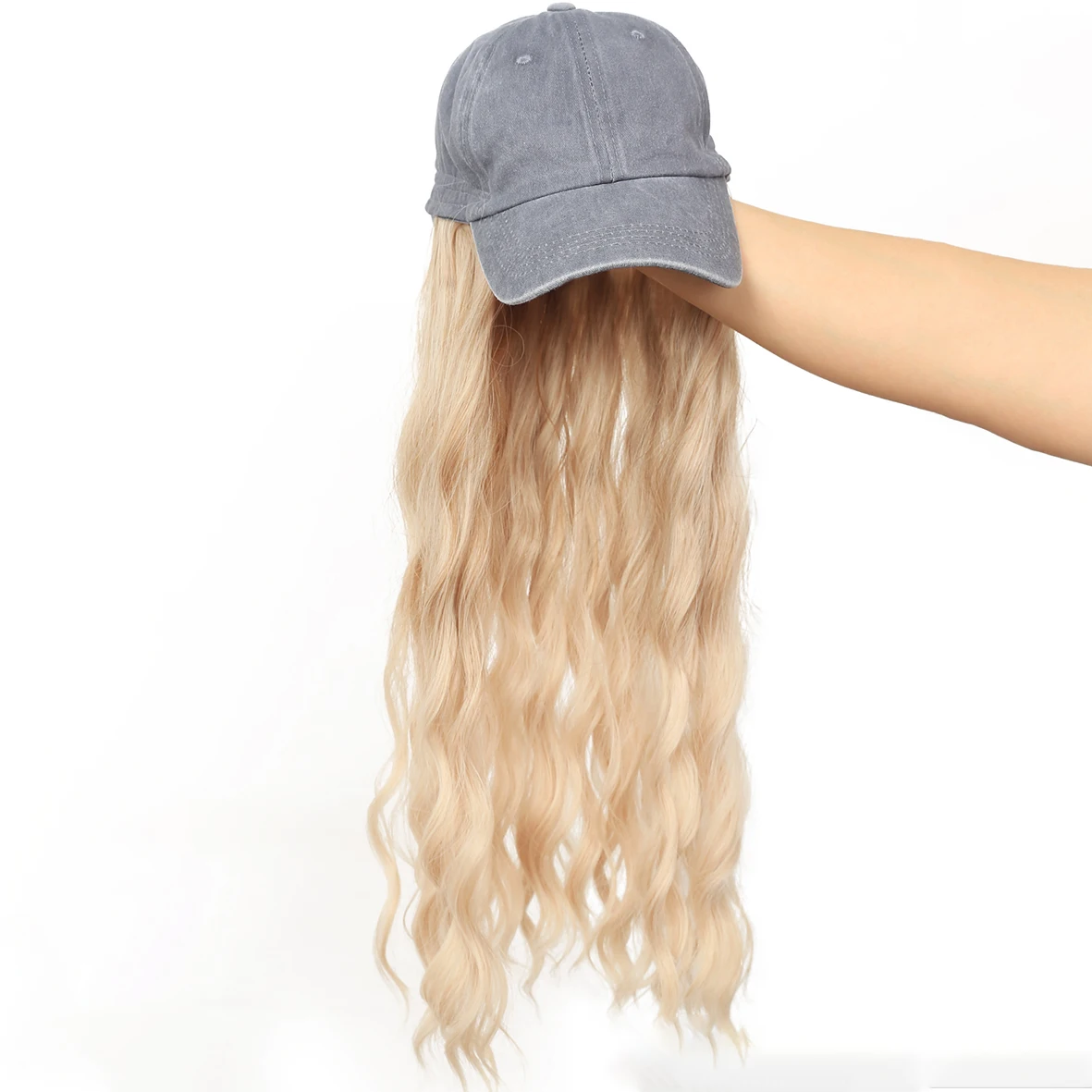 Long Wavy Synthetic Baseball Cap Hair Wig for Girl Hair Wig Naturally Connect Hat Wigs Adjustable Long Wavy Synthetic Baseball Cap Hair Wig for Girl Hair Wig Naturally Connect Hat Wigs Adjustable