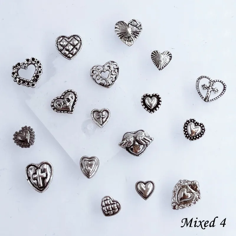 50pcs/Pack Japan Korea Metal Nail Art Parts Charms Vintage Mixed Design Cross Heart Flower Chain Loop 3D DIY Alloy Accessories 50pcs/Pack Japan Korea Metal Nail Art Parts Charms Vintage Mixed Design Cross Heart Flower Chain Loop 3D DIY Alloy Accessories