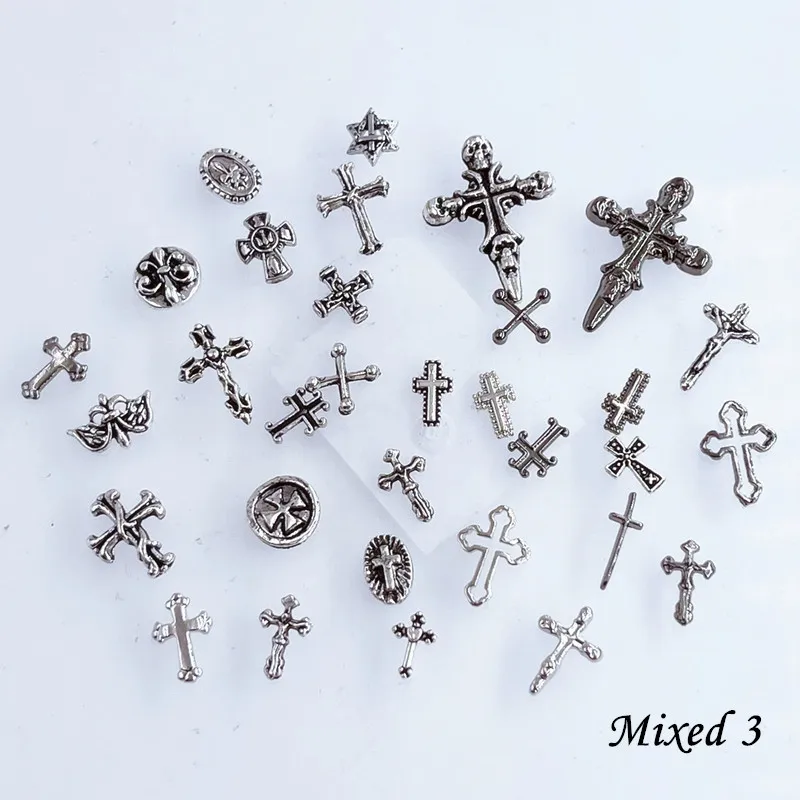 50pcs/Pack Japan Korea Metal Nail Art Parts Charms Vintage Mixed Design Cross Heart Flower Chain Loop 3D DIY Alloy Accessories 50pcs/Pack Japan Korea Metal Nail Art Parts Charms Vintage Mixed Design Cross Heart Flower Chain Loop 3D DIY Alloy Accessories