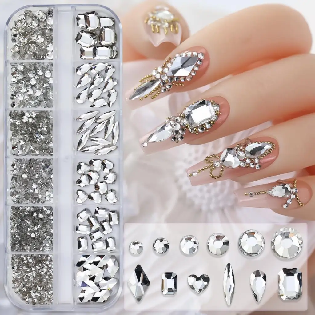 12Grids Pink Mixed Nail Rhinestones Luxury Nail Charms Glitter Crystal Jewelry Gems Nail Art Decoration Manicure Rhinestones R#Q 12Grids Pink Mixed Nail Rhinestones Luxury Nail Charms Glitter Crystal Jewelry Gems Nail Art Decoration Manicure Rhinestones R#Q