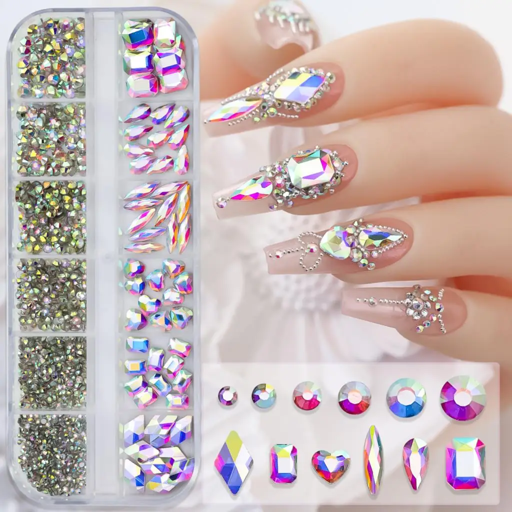 12Grids Pink Mixed Nail Rhinestones Luxury Nail Charms Glitter Crystal Jewelry Gems Nail Art Decoration Manicure Rhinestones R#Q 12Grids Pink Mixed Nail Rhinestones Luxury Nail Charms Glitter Crystal Jewelry Gems Nail Art Decoration Manicure Rhinestones R#Q