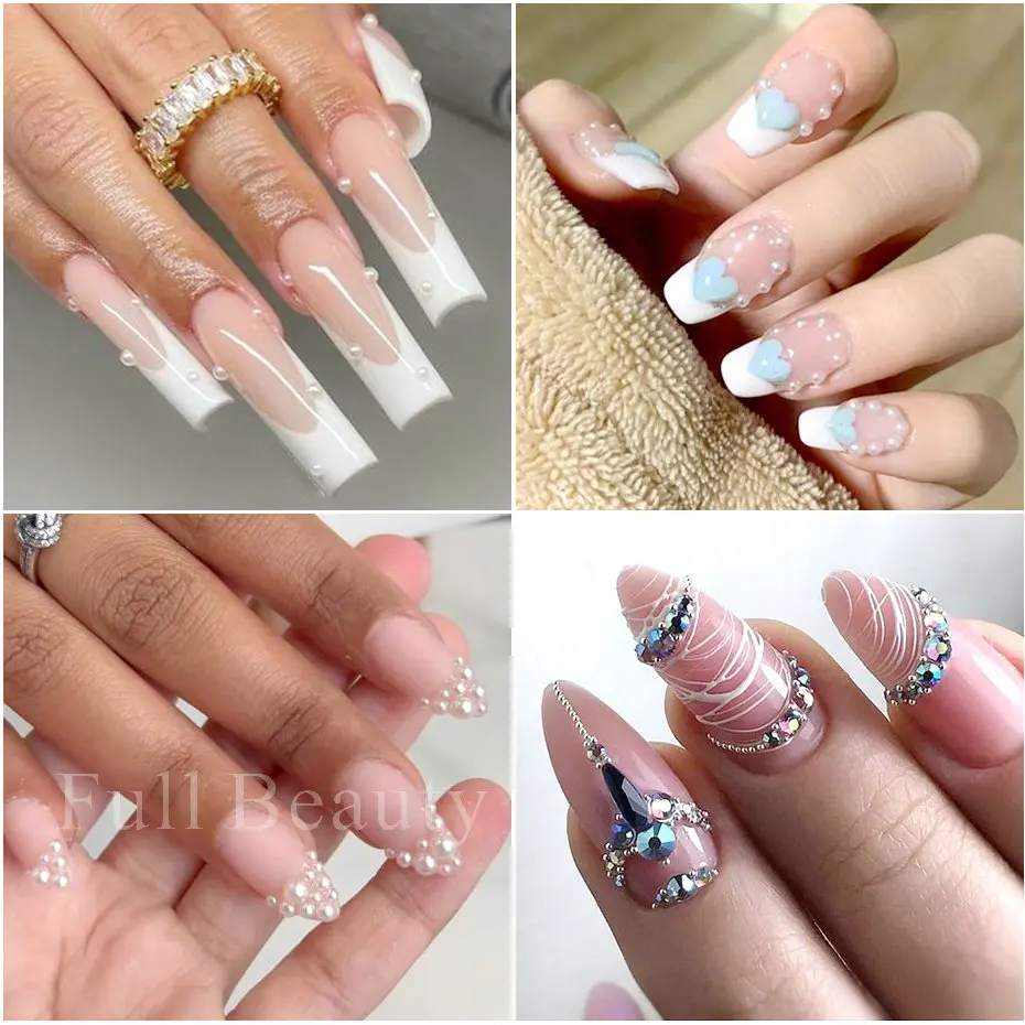 White Pearls For Nails Caviar Bead Nail Art Charms Decor Half Shape Design 3D Crystals Rhinestones Manicure Accessories LA2070 White Pearls For Nails Caviar Bead Nail Art Charms Decor Half Shape Design 3D Crystals Rhinestones Manicure Accessories LA2070
