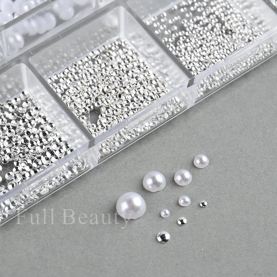 White Pearls For Nails Caviar Bead Nail Art Charms Decor Half Shape Design 3D Crystals Rhinestones Manicure Accessories LA2070 White Pearls For Nails Caviar Bead Nail Art Charms Decor Half Shape Design 3D Crystals Rhinestones Manicure Accessories LA2070