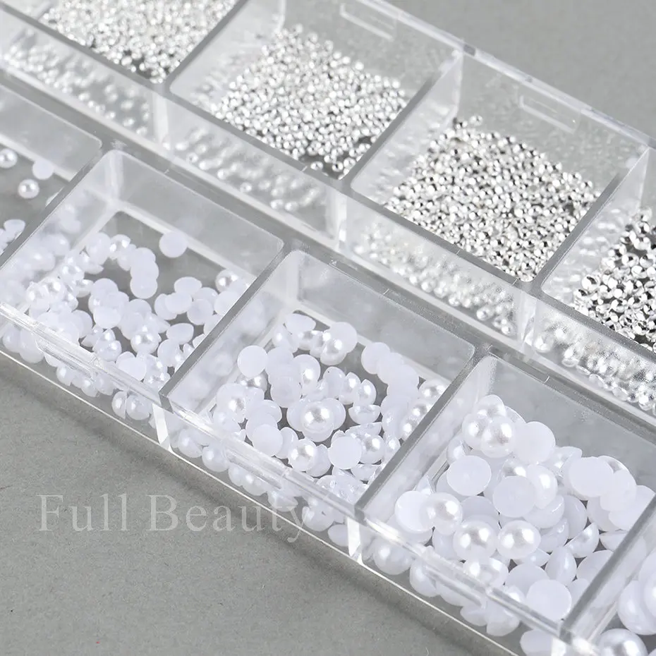 White Pearls For Nails Caviar Bead Nail Art Charms Decor Half Shape Design 3D Crystals Rhinestones Manicure Accessories LA2070 White Pearls For Nails Caviar Bead Nail Art Charms Decor Half Shape Design 3D Crystals Rhinestones Manicure Accessories LA2070
