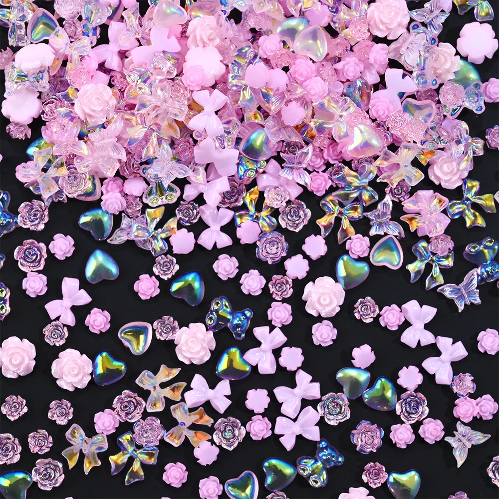 600pcs/bag Resin Pink Bow Flowers Heart Mixed Nail Art Decoration Kawaii Pink Ribbon Bowknot Nail Charms 3D Cute Charms 50g/bag 600pcs/bag Resin Pink Bow Flowers Heart Mixed Nail Art Decoration Kawaii Pink Ribbon Bowknot Nail Charms 3D Cute Charms 50g/bag