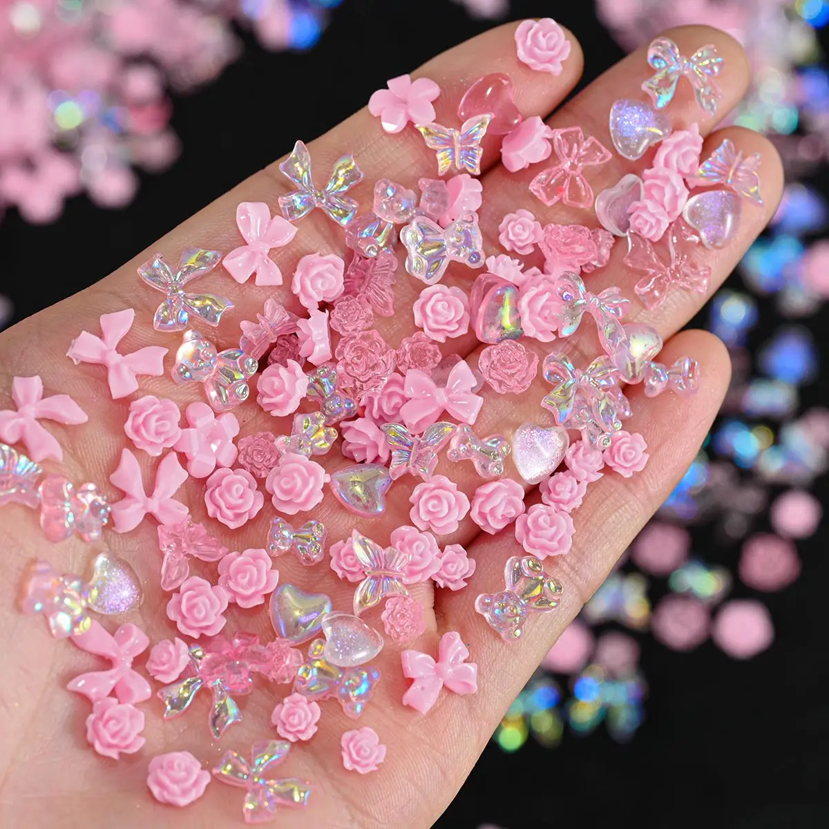 600pcs/bag Resin Pink Bow Flowers Heart Mixed Nail Art Decoration Kawaii Pink Ribbon Bowknot Nail Charms 3D Cute Charms 50g/bag 600pcs/bag Resin Pink Bow Flowers Heart Mixed Nail Art Decoration Kawaii Pink Ribbon Bowknot Nail Charms 3D Cute Charms 50g/bag