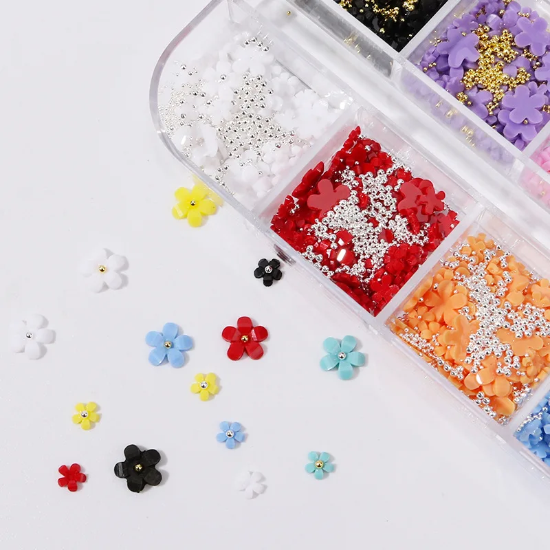 12 Colors 3D Flower Nail Charms with Silver/Gold Caviar Beads Nail Art Accessories for Women and Girls DIY Design 12 Colors 3D Flower Nail Charms with Silver/Gold Caviar Beads Nail Art Accessories for Women and Girls DIY Design