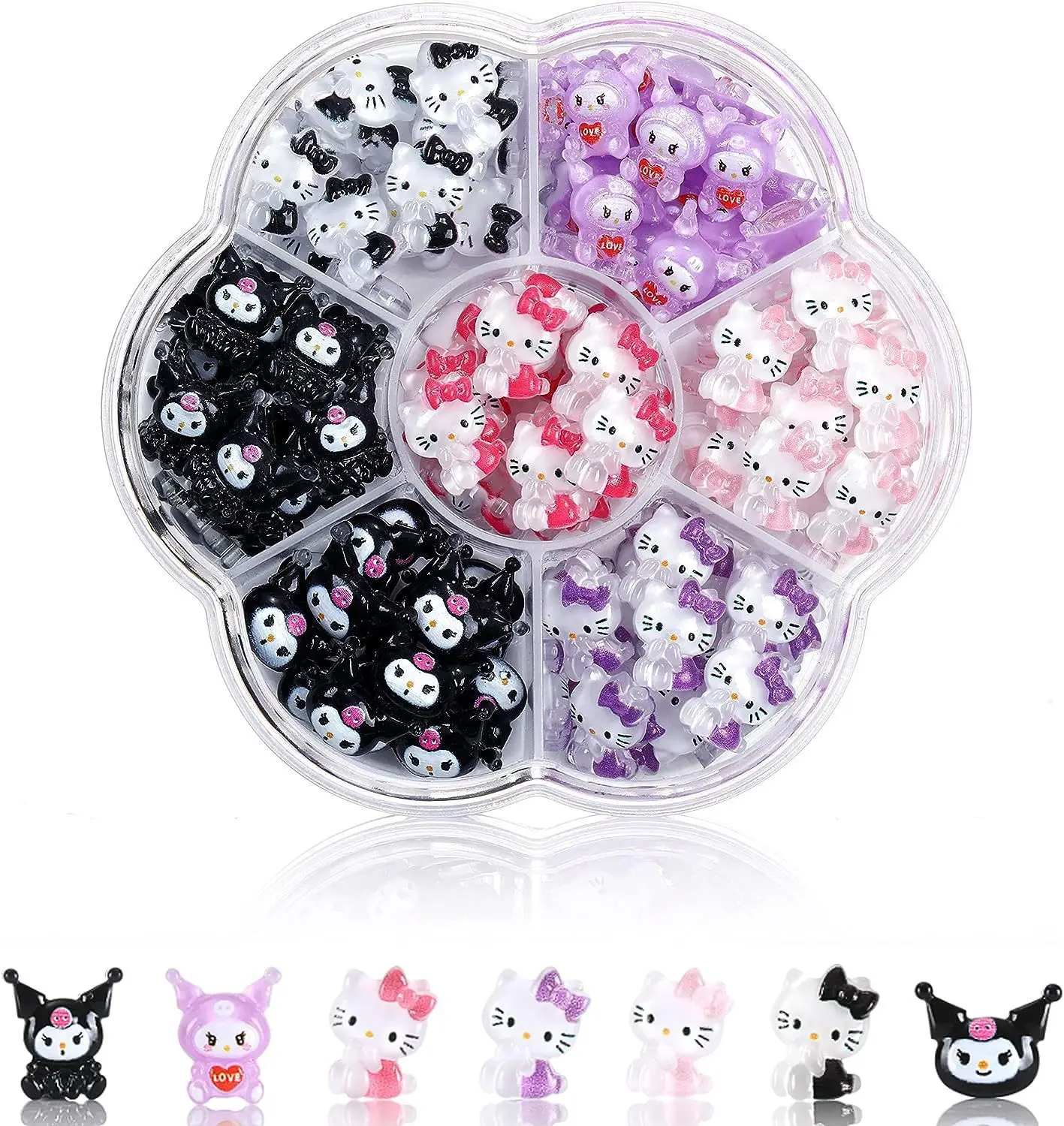 70/50Pcs Anime Sanrioed Nail Tips Charms Kawaii Kuromi Hello Kitty Cinnamoroll Manicure Nail Art Rhinestone Decor Y2K 70/50Pcs Anime Sanrioed Nail Tips Charms Kawaii Kuromi Hello Kitty Cinnamoroll Manicure Nail Art Rhinestone Decor Y2K
