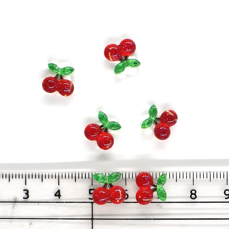 50Pcs Summer Kawaii 9mm Resin Mini Cherry Fruit Cabochon Ornament Jewelry Charms Nail Art Decoration Flatback Manicure Parts 50Pcs Summer Kawaii 9mm Resin Mini Cherry Fruit Cabochon Ornament Jewelry Charms Nail Art Decoration Flatback Manicure Parts