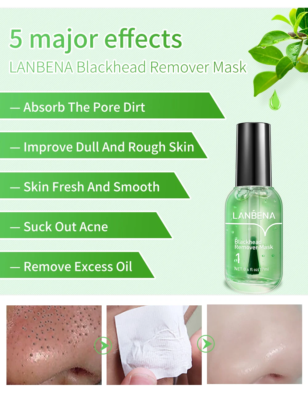 LANBENA Blackhead Remover Mask Serum Shrink Pores Acne Treatment Essence Deep Cleaning Purifying Smooth Skin Care Beauty 100pcs LANBENA Blackhead Remover Mask Serum Shrink Pores Acne Treatment Essence Deep Cleaning Purifying Smooth Skin Care Beauty 100pcs