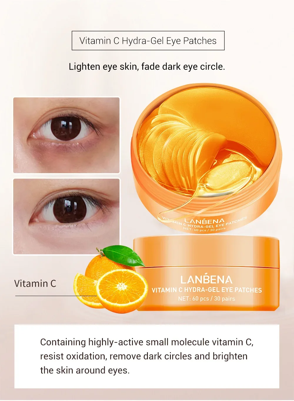 LANBENA Collagen Eye Patch Moisturizing Anti-aging Dark Circle Facial Mask Vitamin C Hyaluronic Retinol Eye Mask 60 Patches LANBENA Collagen Eye Patch Moisturizing Anti-aging Dark Circle Facial Mask Vitamin C Hyaluronic Retinol Eye Mask 60 Patches