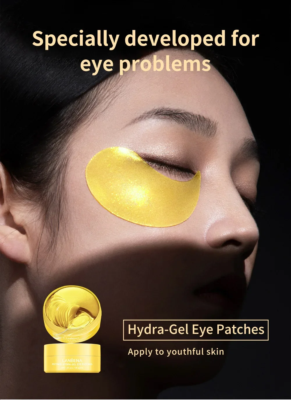 LANBENA Collagen Eye Patch Moisturizing Anti-aging Dark Circle Facial Mask Vitamin C Hyaluronic Retinol Eye Mask 60 Patches LANBENA Collagen Eye Patch Moisturizing Anti-aging Dark Circle Facial Mask Vitamin C Hyaluronic Retinol Eye Mask 60 Patches