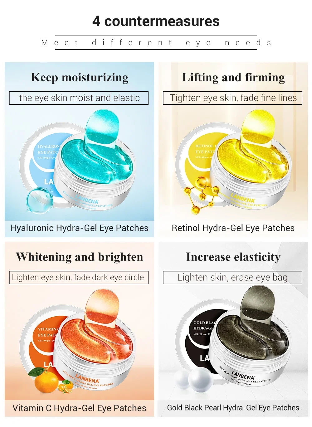 LANBENA Eye Mask Collagen Eye Patch Skin Care Anti Aging Moisturizing Hyaluronic Acid Gel Retinol Remove Dark Circles Eye Bag LANBENA Eye Mask Collagen Eye Patch Skin Care Anti Aging Moisturizing Hyaluronic Acid Gel Retinol Remove Dark Circles Eye Bag