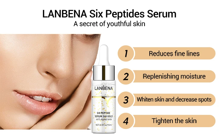 LANBENA 24K Gold Six Peptide Facial Serum Anti Aging Lifting Skin Moisturizing Face Essence 15ml Skin Care Dropshipping LANBENA 24K Gold Six Peptide Facial Serum Anti Aging Lifting Skin Moisturizing Face Essence 15ml Skin Care Dropshipping