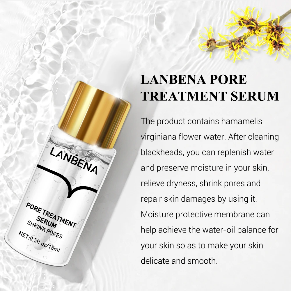 LANBENA 15ml Pore Treatment Serum Shrink Pores Repair Skin Damage Moisturizing Oil-Control Smooth Essence Face Serum Skin Care LANBENA 15ml Pore Treatment Serum Shrink Pores Repair Skin Damage Moisturizing Oil-Control Smooth Essence Face Serum Skin Care